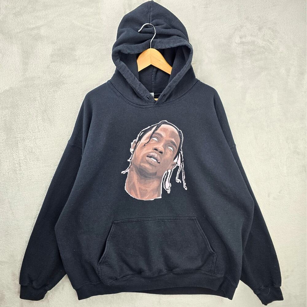 Travis Scott Astroworld Hoodie Sweatshirt Mens XXL Black Grunge Hip Hop Rap